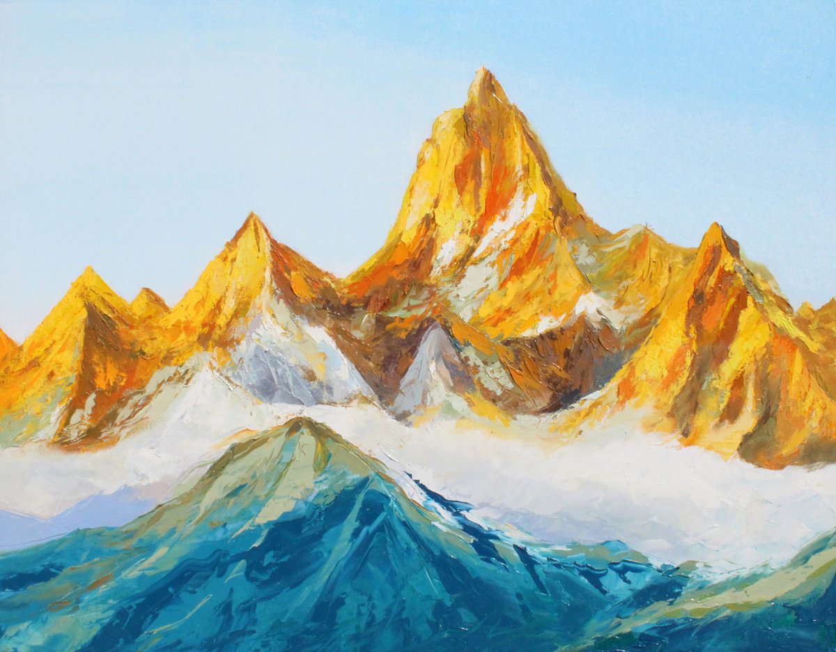 Organic Landscape Oil Painting By Athaang Art, 40 X 30, Mountain Symphony, Original Artwork