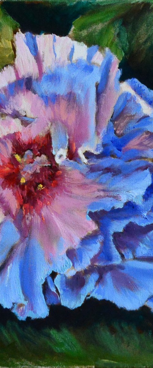 Mallow - Malva - oil painting - home decor- picture - flower - botanical garden - art - artwork by Anna Brazhnikova