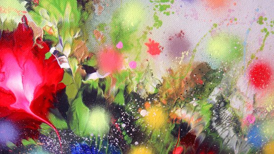 "Hummingbirds and Rainbow" LARGE painting