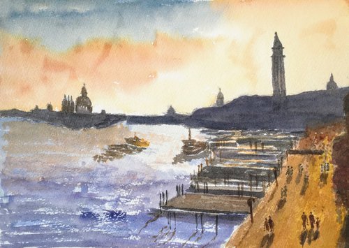 Afternoon light, Venice, an original watercolour painting by Julian Lovegrove Art
