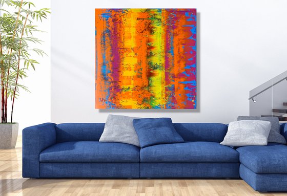 Happy Feeling - XL LARGE,  ABSTRACT ART – EXPRESSIONS OF ENERGY AND LIGHT. READY TO HANG!
