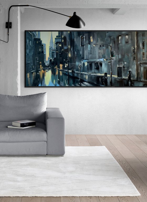 Huge painting - "New York" - big cityscape - expressionism - 2020