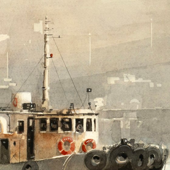 Tugboat on the Water - 20x30cm Sketch