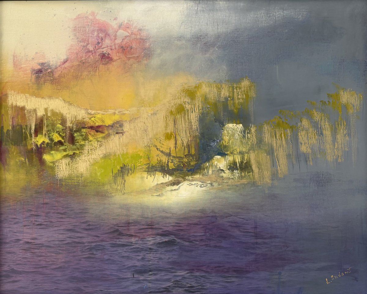 Golden Light.quiet Water By Ludmila Budanov, 42 X 34, Artwork For Sale On Artfinder