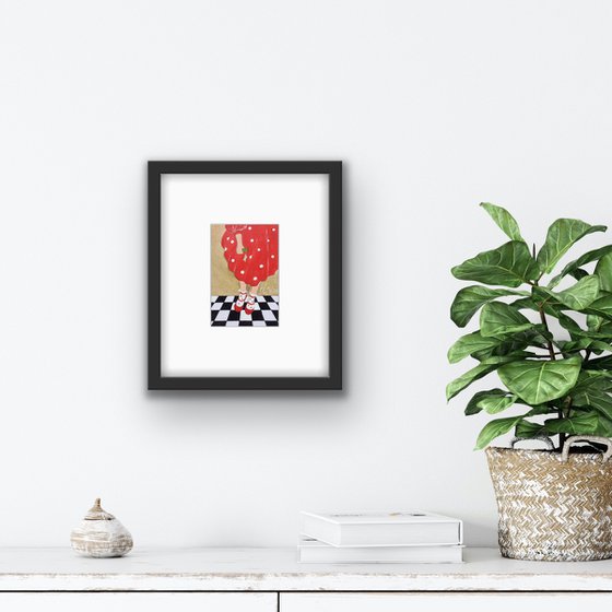 Portrait of Alice in Wonderland on a chessboard - Drink me - Gift idea