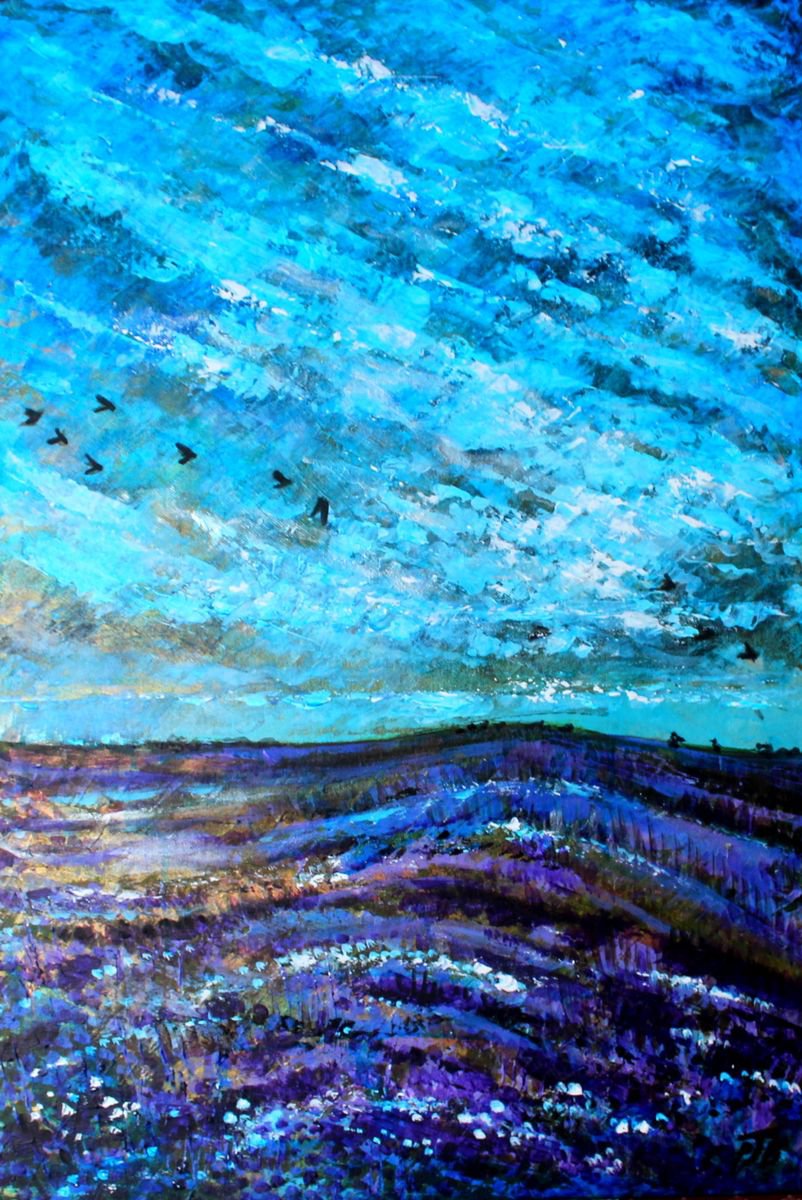 Impressionistic Landscape Acrylic Painting By Paul J Best, 20 X 30", Walk To Hengistbury Head, Original Artwork