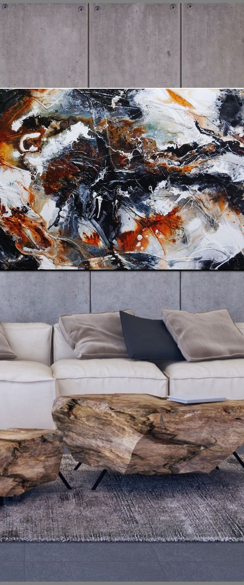 Radioactive Oxide 240cm x 100cm Black Brown White Textured Abstract Art by Franko