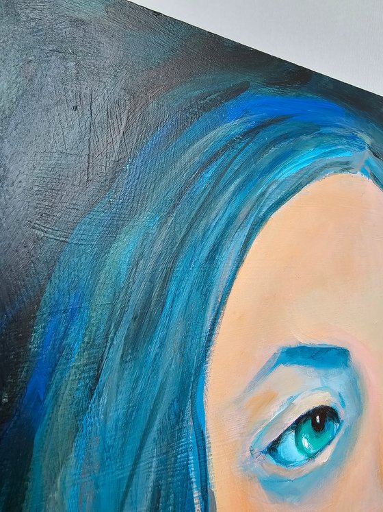 Woman portrait in blue