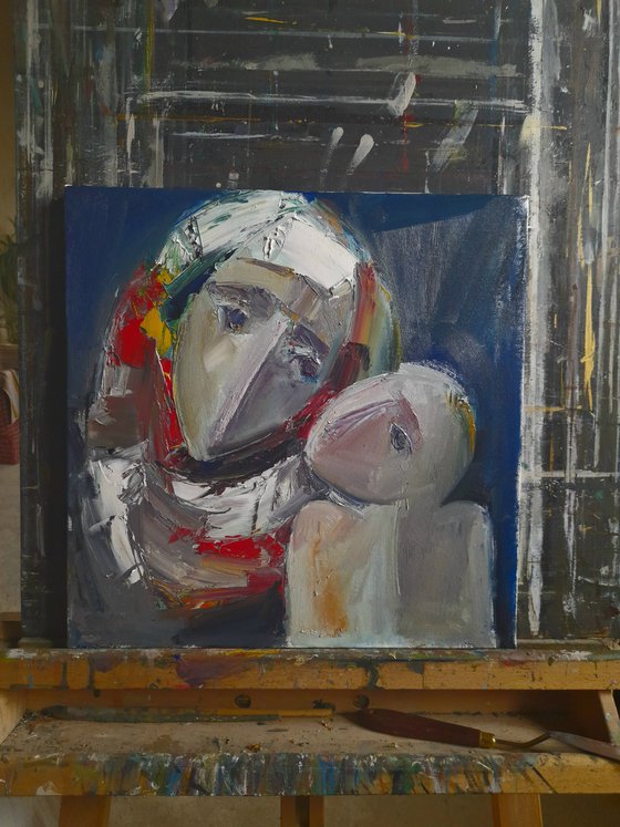 Maternity 35X35cm, oil painting, ready to hang