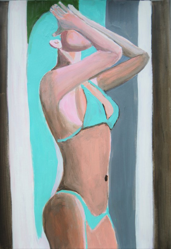 Woman with turquoise hair / 42 x 29.7 cm