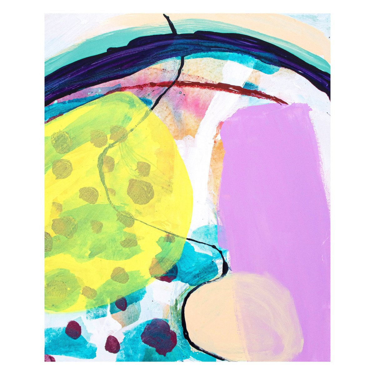 Organic Abstract Acrylic Painting By Suzie Cumming, 21 X 25", Standing Stone, Original Artwork