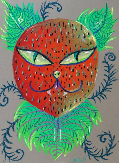 Strawberry cat by Anna Onikiienko