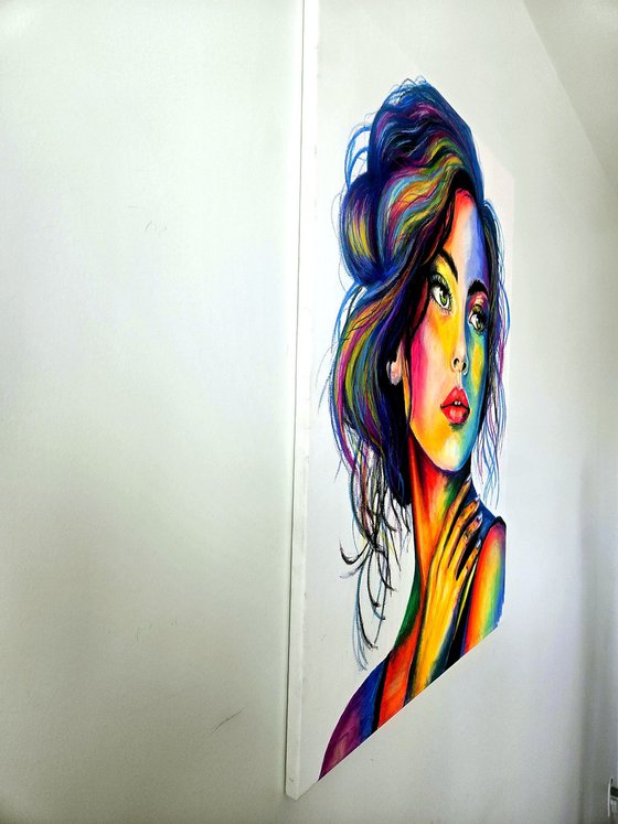 Colorstorm Muse - Oil Pastel Women Portrait