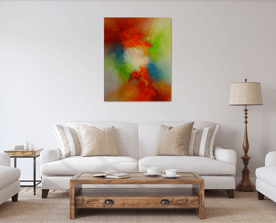 'RAZZAMATAZZ III' (LARGE ABSTRACT OIL PAINTING ON DEEP GALLERY QUALITY CANVAS -100cm X 80cm X 4.5cm)