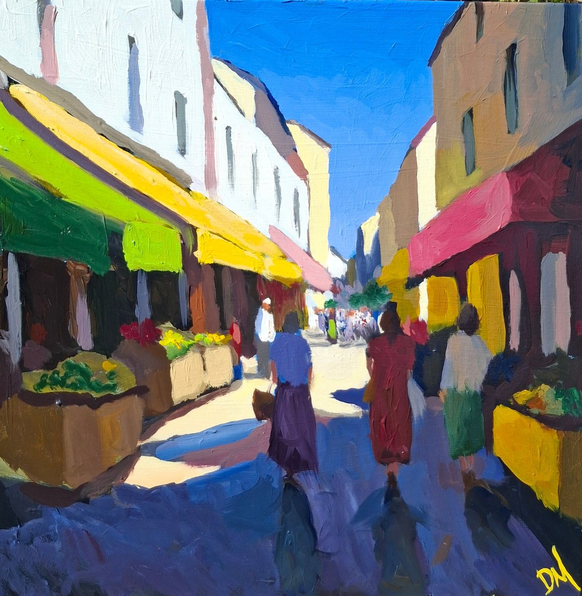 Impressionistic Cityscapes Oil Painting By Daniel Murgatroyd, 24 X 24, Colours Of Summer, Original Artwork