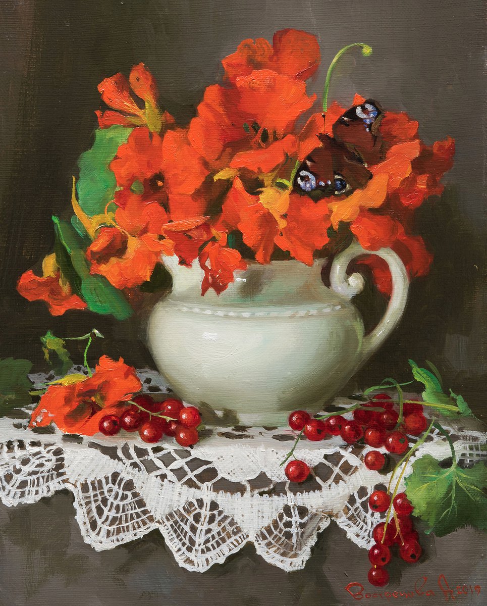 Still life with red-currant by Anastasia Vostrezova