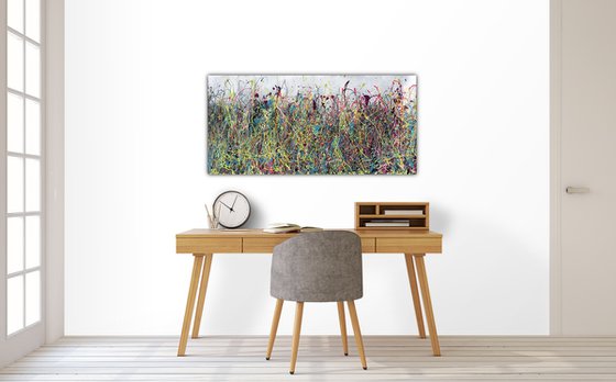 Abstract Art on Non-Stretched Canvas: A Stunning Depiction of Meadow Grass - I