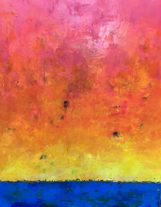Orange Eclipse - Large Oil Painting