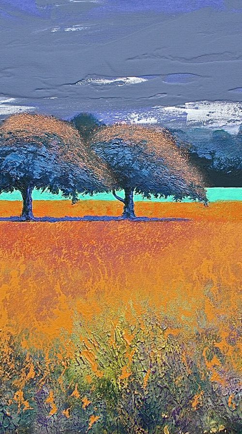 Blue Trees Intense 1 (Large Painting) by Simon Jones