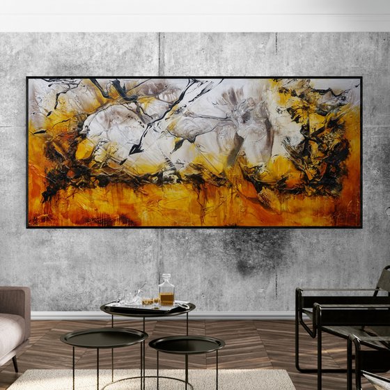 Golden Sienna 270cm x 120cm Sienna Rust Textured Abstract Art