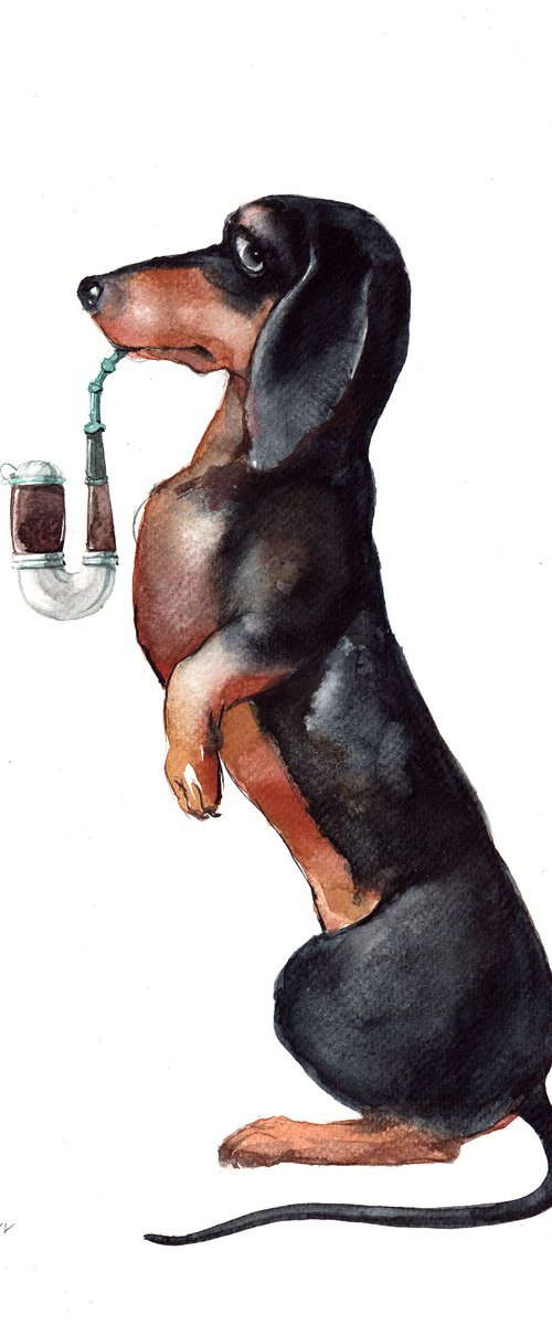 Dachshund with а Pipe by REME Jr.