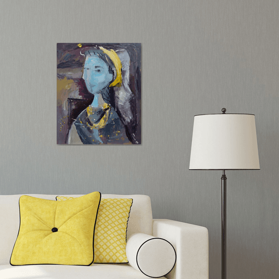 Woman sitting in an armchair (inspired by Picasso)