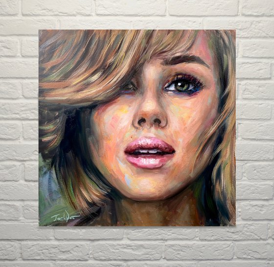 Oil portrait face woman painting canvas art Original wall art by Evgeny  JackPot Oil painting by Evgeny Potapkin