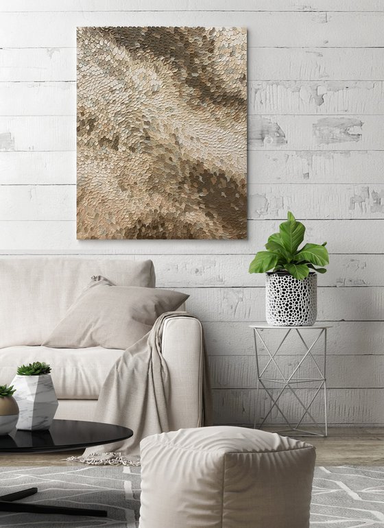 "Fluency 2" Brown beige abstract textured art