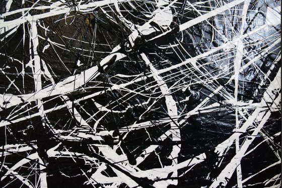 Scatter Brain Squared 150cm x 150cm Black White Textured Abstract Art