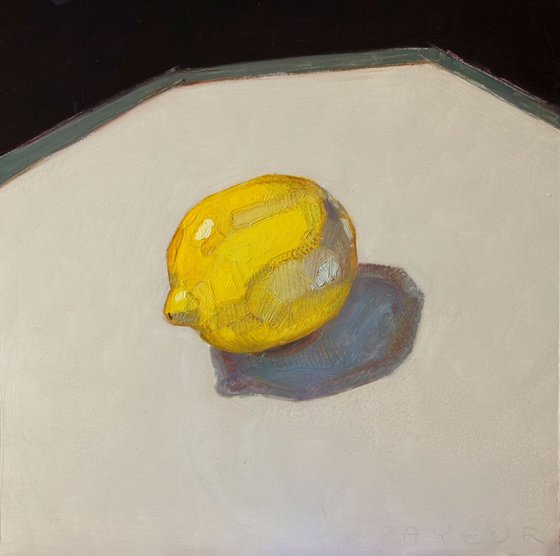 modern still life of yellow lemon