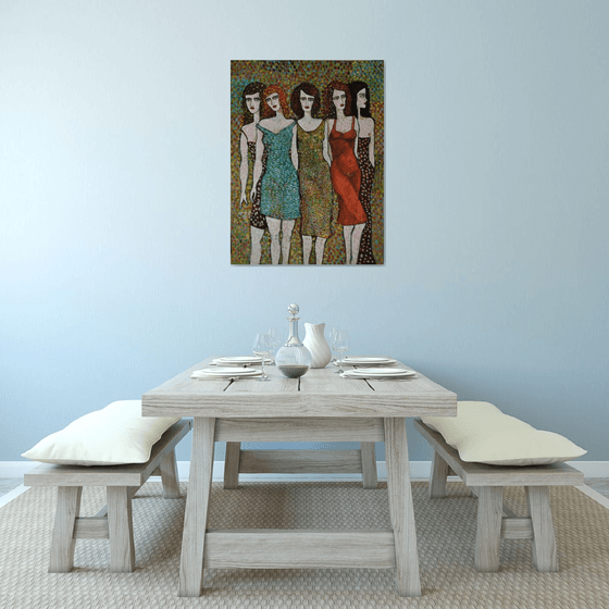 Five women posing