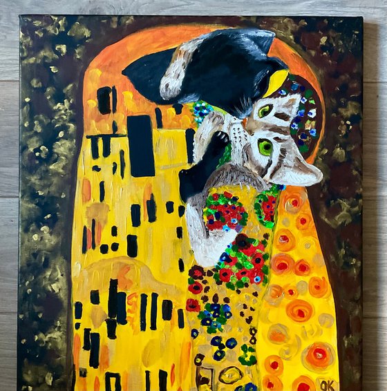 Cats kiss and Gustav Klimt