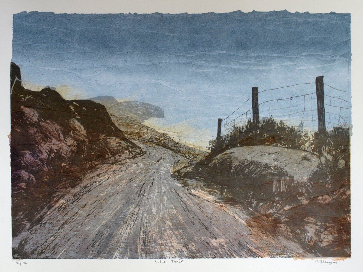 Impressionistic Landscape Screenprint By Aidan Flanagan Irish Landscapes, 30 X 24, Bolus Trail - Ireland, Original Artwork