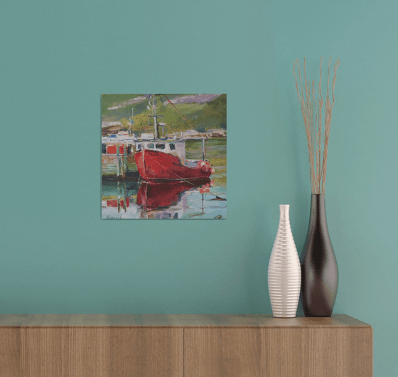 Red boat , plein air