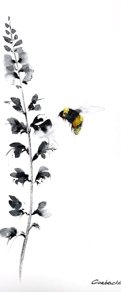 Flower and bumblebee by Eugenia Gorbacheva