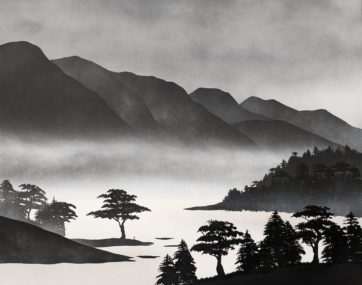 Landscape Acrylic Painting By Robert Owen Bloomfield, 32 X 26", Bal??u 3, Original Artwork