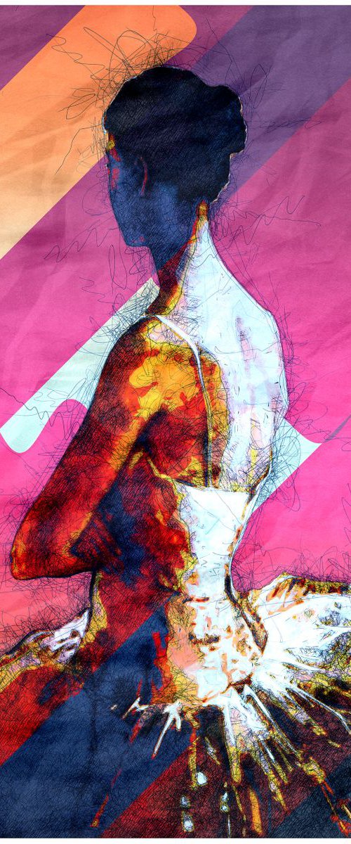 Pensive Ballerina - Pop Art Modern Poster Stylised Art by Jakub DK - JAKUB D KRZEWNIAK