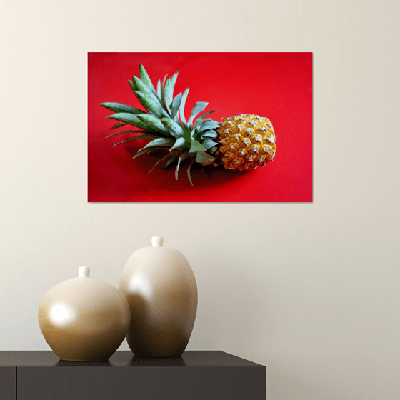 Pineapple on red background