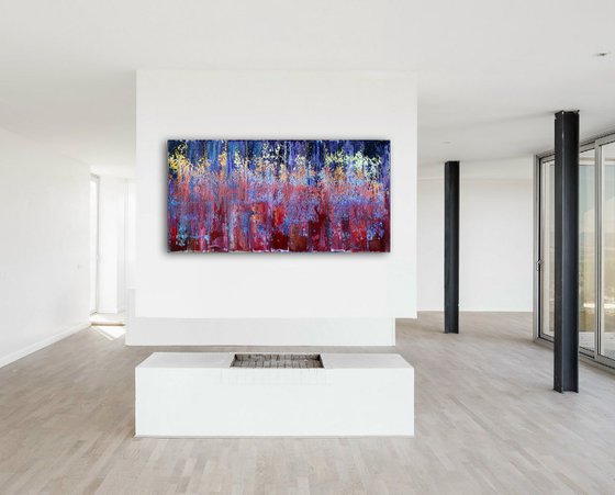 "Sound Wave" - FREE WORLDWIDE SHIPPING - Original Large PMS Oil Painting On Canvas - 48 x 24 inches