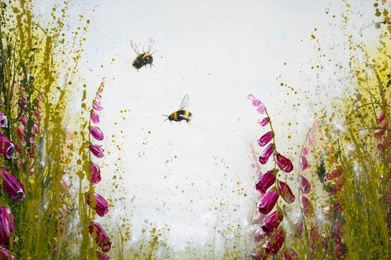 Foxgloves Meadow and Bees