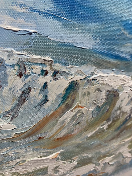 Seagulls over the tide.