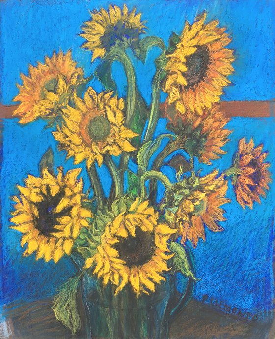 Sunflowers with Turquoise