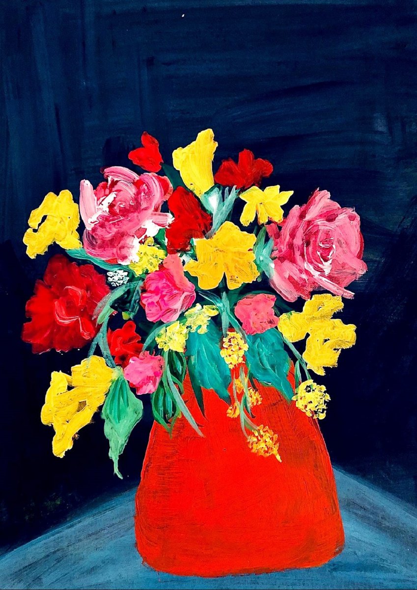 Botanical Acrylic Painting By Shabs Beigh, 15 X 18", Happiness, Original Artwork