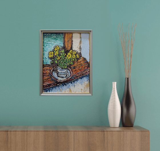 Polyanthas in a mug