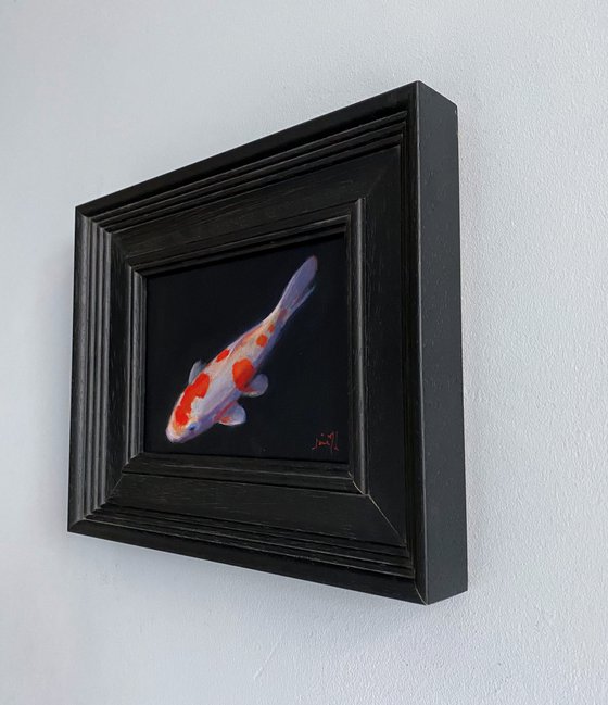 Original oil painting Koi Carp Fish Minimalist Contemporary Artwork