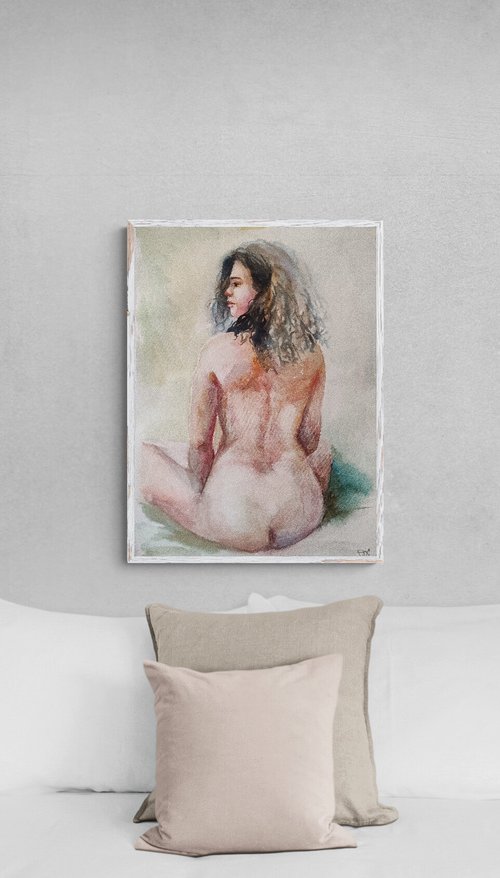 Gabriella -erotic watercolor by Maria Kireev