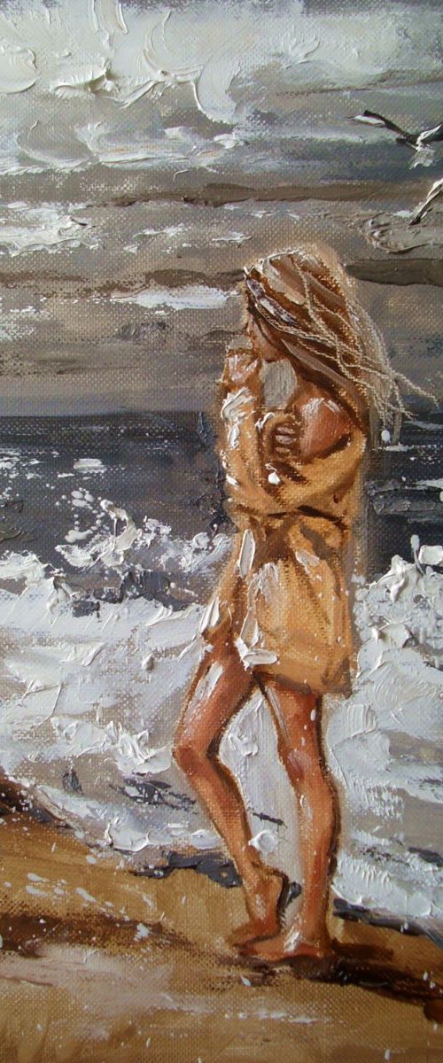 " Thoughtfulness in transience ... " original painting palette knife GIFT MODERN URBAN ART OFFICE ART DECOR HOME DECOR GIFT IDEA by Monika Luniak
