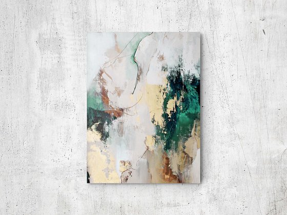 "Green Flow 4" Abstract green and gold art