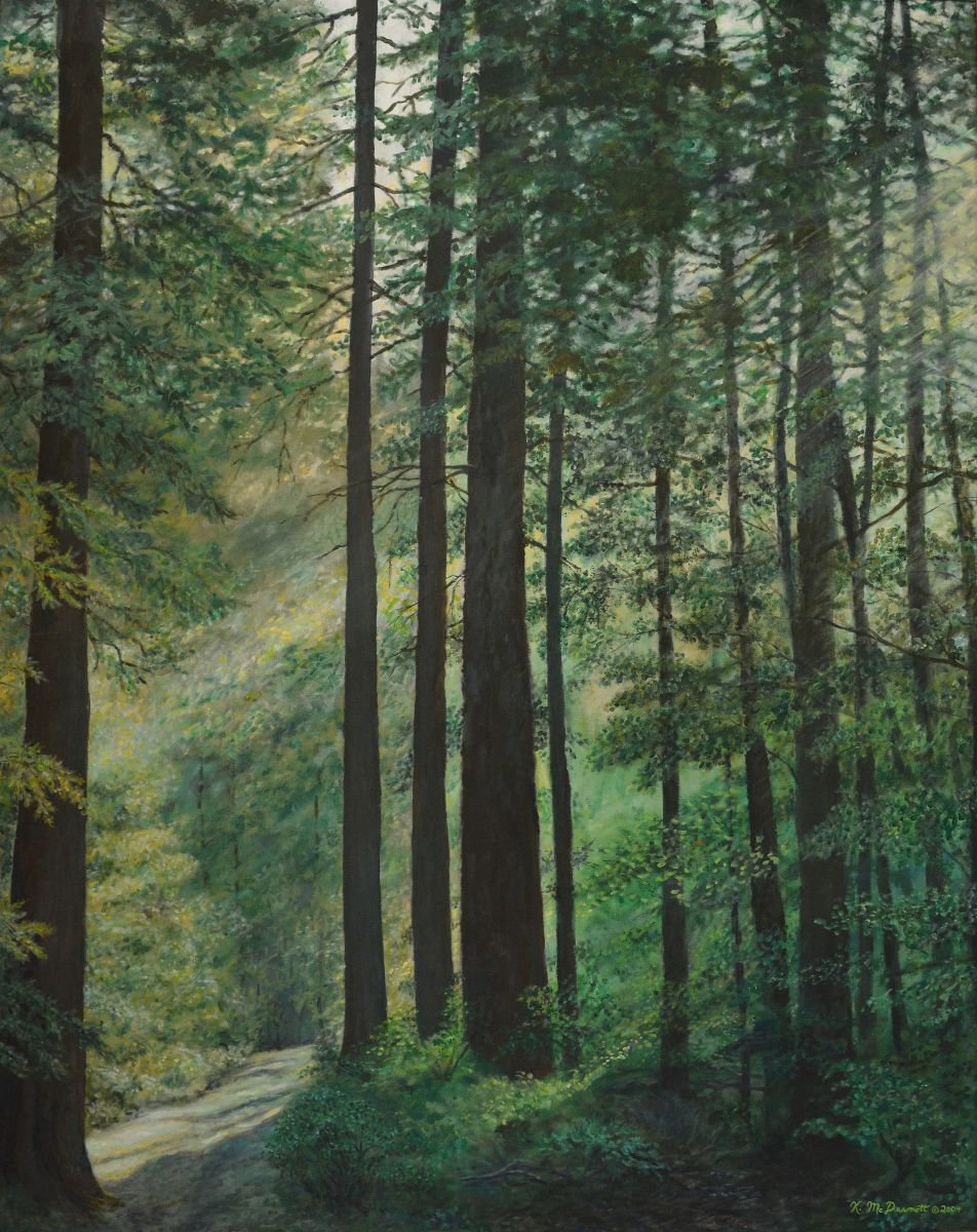 Impressionistic Landscape Acrylic Painting By Kathleen Mcdermott, 47 X 59", Refuge, Original Artwork