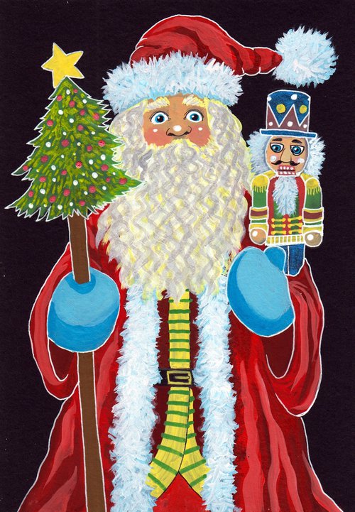 Santa With Nutcracker by Terri Smith